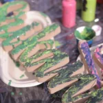 pour paint diy art on a name table top